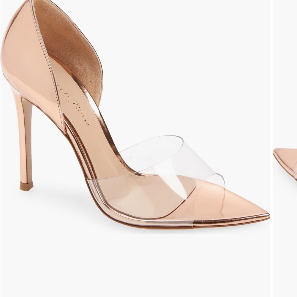 GIANVITO ROSSI POINTED TOE ROSE GOLD D’ORSAY PUMP - Picture 6 of 10